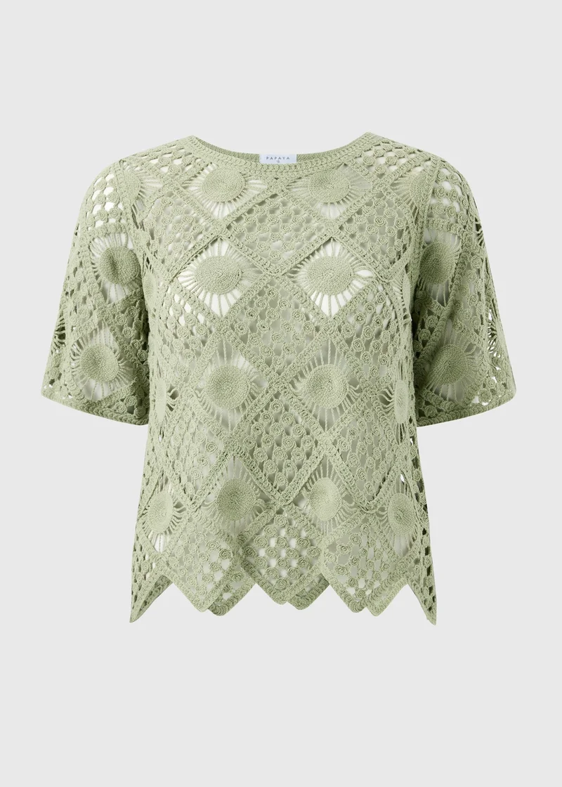 ماتلان Sage Green Crochet Top